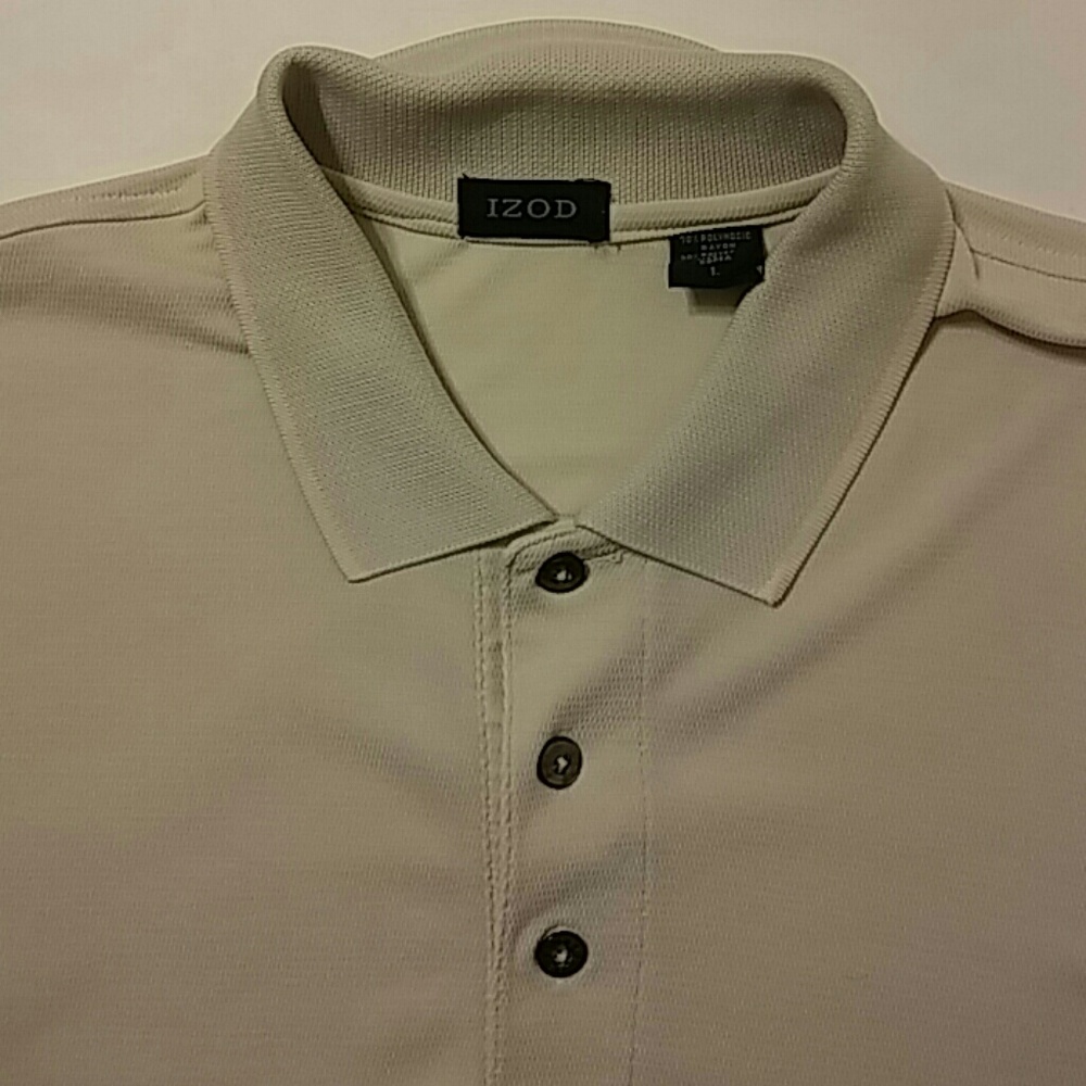 IZOD Polo Shirt Men's Size Large Tan Short Sleeve